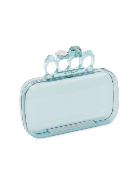 Alexander McQueen Skull Four-Ring Clear Box Clutch Dark Coral 3 Alexander McQueen Skull Four-Ring Clear Box Clutch Dark Coral - Image 3