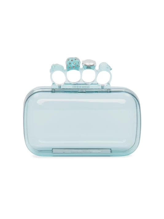 Alexander McQueen Skull Four-Ring Clear Box Clutch Dark Coral 4 Alexander McQueen Skull Four-Ring Clear Box Clutch Dark Coral - Image 4