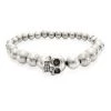 Alexander McQueen Beaded Skull Bracelet For Men Dove Grey