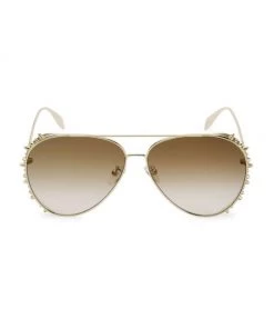 Alexander McQueen Rebellion 63MM Metal Pilot Sunglasses
