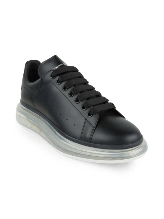 Alexander McQueen Men's Oversized Gel Sole Leather Platform Sneakers For Men Black 2 Alexander McQueen Men's Oversized Gel Sole Leather Platform Sneakers For Men Black - Image 2