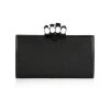 Alexander McQueen Skull Four-Ring Embellished Leather Flat Pouch