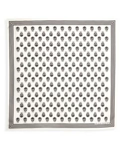 Alexander McQueen Skull Silk Biker Scarf For Men Navy Khaki