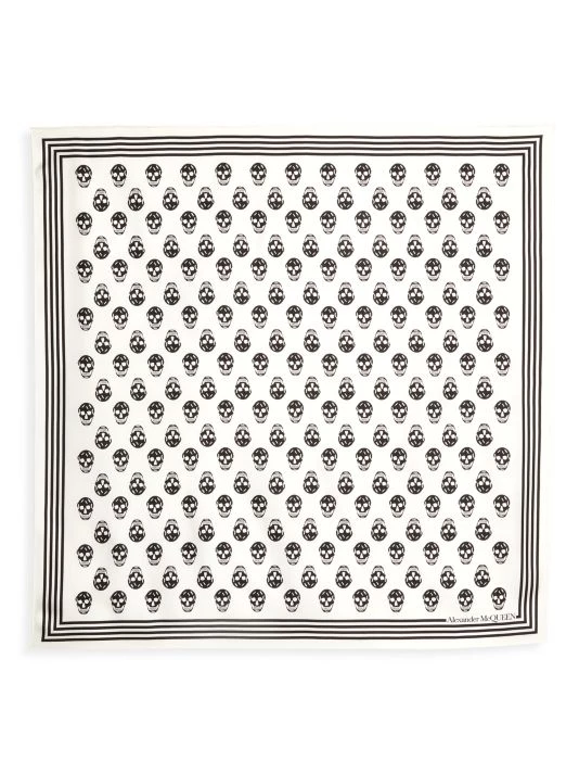 Alexander McQueen Skull Silk Biker Scarf For Men Navy Khaki 1 Alexander McQueen Skull Silk Biker Scarf For Men Navy Khaki