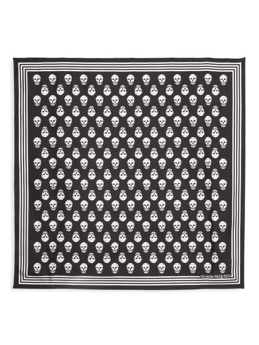 Alexander McQueen Skull Silk Biker Scarf For Men Navy Khaki 2 Alexander McQueen Skull Silk Biker Scarf For Men Navy Khaki - Image 2