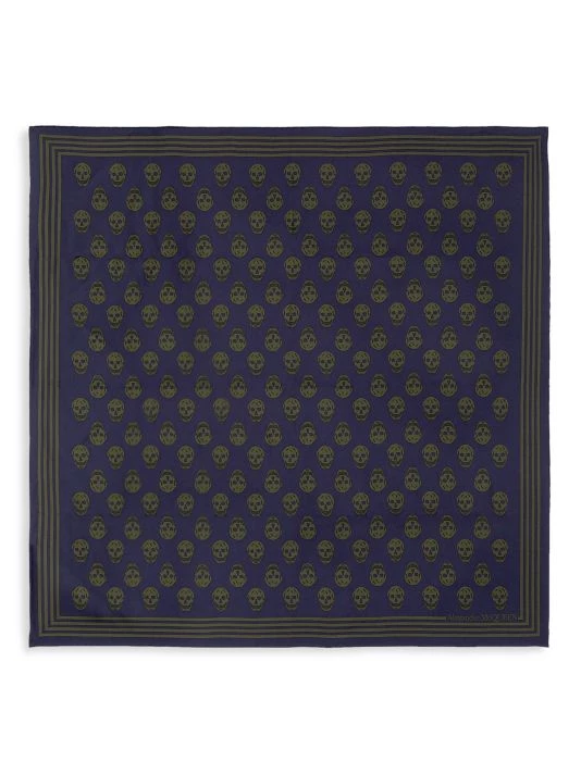 Alexander McQueen Skull Silk Biker Scarf For Men Navy Khaki 3 Alexander McQueen Skull Silk Biker Scarf For Men Navy Khaki - Image 3