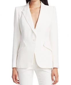 Alexander McQueen One-Button Jacket Ivory -Alexander McQueen Elegant store unnamed file 3155