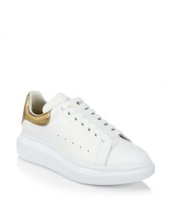 Alexander McQueen Men's Oversized Metallic Leather Platform Sneakers For Men