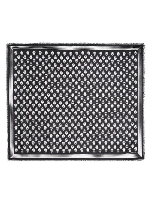 Alexander McQueen Skull Silk Biker Scarf Ivory Black 3 Alexander McQueen Skull Silk Biker Scarf Ivory Black - Image 3