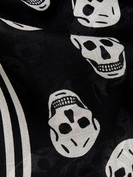 Alexander McQueen Skull Silk Biker Scarf Ivory Black 4 Alexander McQueen Skull Silk Biker Scarf Ivory Black - Image 4