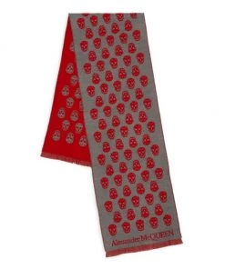 Alexander McQueen Reversible Skull Wool Scarf For Men Navy -Alexander McQueen Elegant store unnamed file 3223