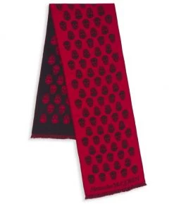 Alexander McQueen Reversible Skull Wool Scarf For Men Navy -Alexander McQueen Elegant store unnamed file 3226