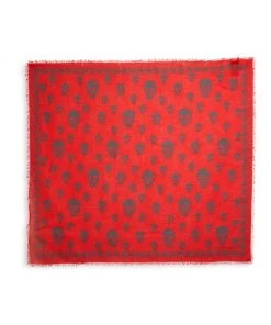 Alexander McQueen Skull Scarf For Men Ivory Black