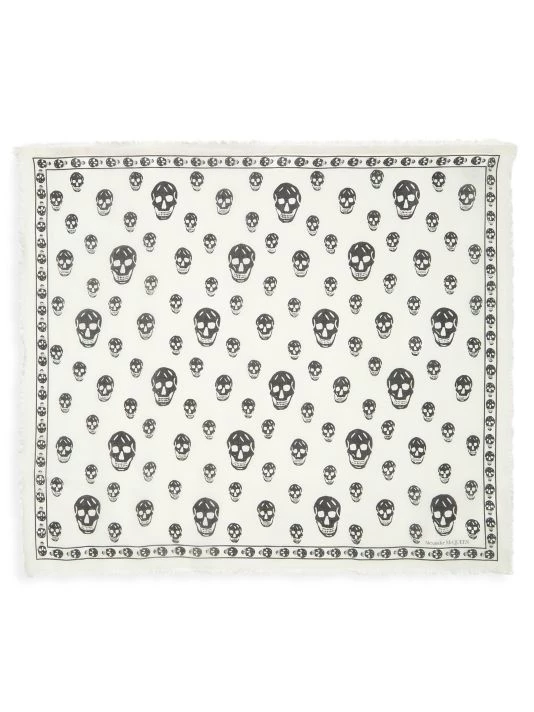 Alexander McQueen Skull Scarf For Men Ivory Black 2 Alexander McQueen Skull Scarf For Men Ivory Black - Image 2