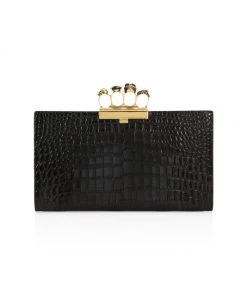 Alexander McQueen Skull Four-Ring Croc-Embossed Leather Flat Pouch Black 9 Alexander McQueen Skull Four-Ring Croc-Embossed Leather Flat Pouch Black -Alexander McQueen Elegant store unnamed file 3258