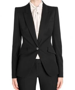 Alexander McQueen Peak Shoulder Blazer Midnight Blue -Alexander McQueen Elegant store unnamed file 3276