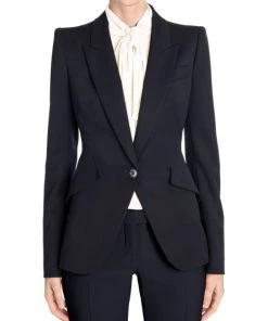 Alexander McQueen Peak Shoulder Blazer Midnight Blue -Alexander McQueen Elegant store unnamed file 3280