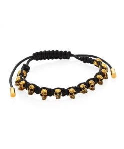 Alexander McQueen Skull Leather Corded Bracelet For Men