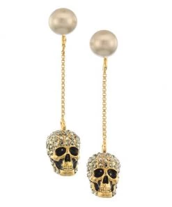 Alexander McQueen Swarovski Crystal Skull Drop Earrings