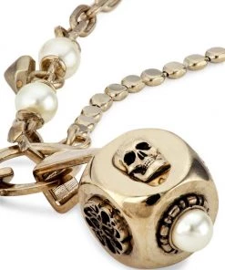 Alexander McQueen Goldtone Crystal & Faux Pearl Dice Sign Bracelet -Alexander McQueen Elegant store unnamed file 332