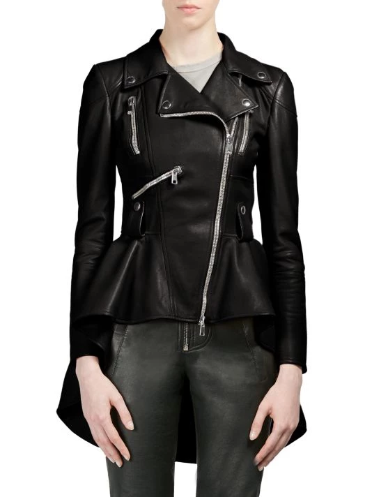Alexander McQueen Leather Peplum Moto Jacket 3 Alexander McQueen Leather Peplum Moto Jacket - Image 3