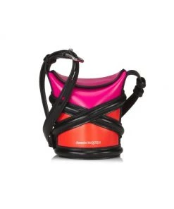 Alexander McQueen Mini The Curve Colorblock Leather Bucket Bag