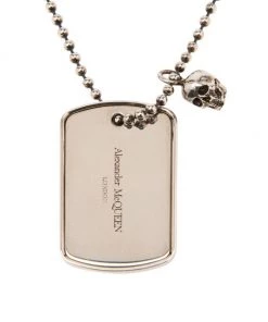 Alexander McQueen Identity Dog Tag Beaded Pendant Necklace For Men