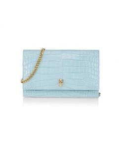 Alexander McQueen Medium Skull Croc-Embossed Leather Crossbody Bag Pale Blue -Alexander McQueen Elegant store unnamed file 3355