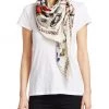 Alexander McQueen Cameo & Curiosity Silk Scarf Black Beige