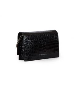 Alexander McQueen Small Skull Croc-Embossed Leather Bag Blue Grey -Alexander McQueen Elegant store unnamed file 3367