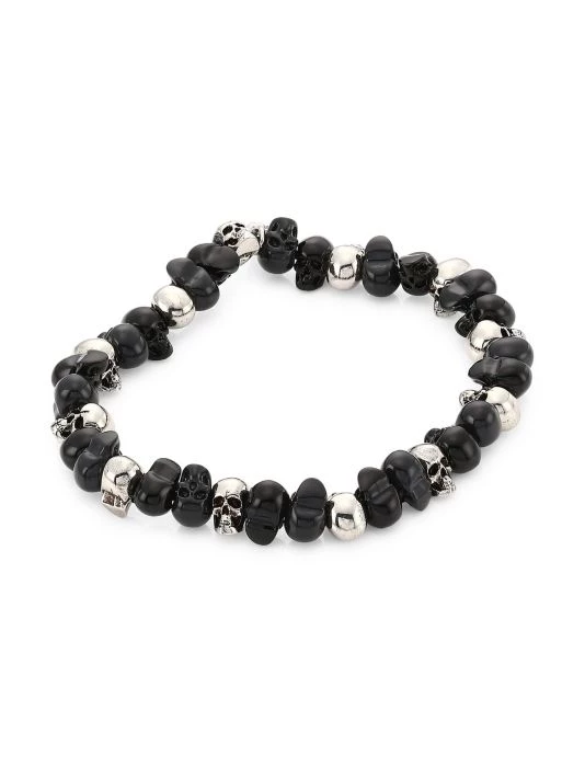 Alexander McQueen Beaded Skull Bracelet For Men 1 Alexander McQueen Beaded Skull Bracelet For Men