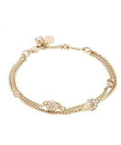 Alexander McQueen Goldtone Multi-Chain Crystal Skull Charm Bracelet
