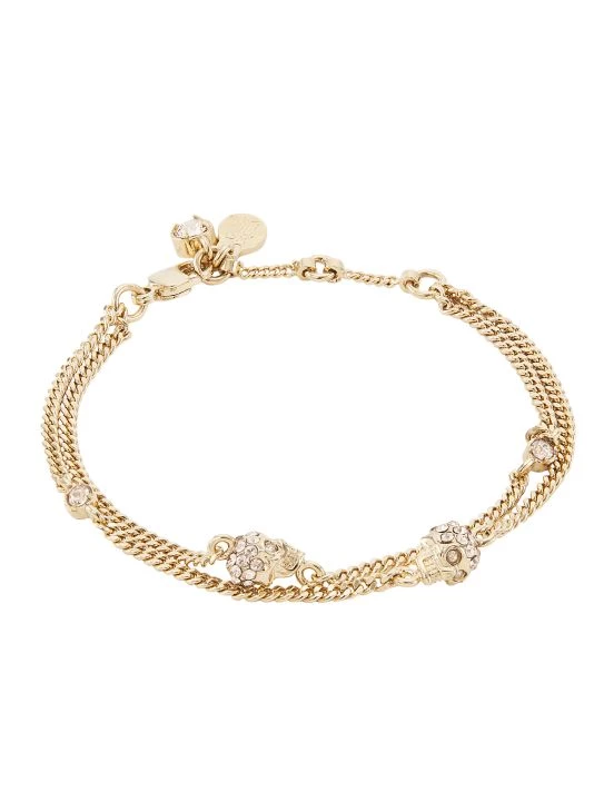Alexander McQueen Goldtone Multi-Chain Crystal Skull Charm Bracelet 1 Alexander McQueen Goldtone Multi-Chain Crystal Skull Charm Bracelet