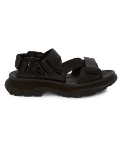 Alexander McQueen Leather Tread Sandals For Men Black