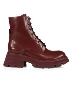 Alexander McQueen Tread Leather Lace-Up Combat Boots
