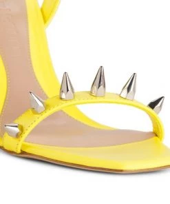 Alexander McQueen Punk Stud Leather Ankle-Strap Sandals Coral Silver -Alexander McQueen Elegant store unnamed file 3464
