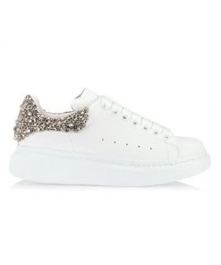 Alexander McQueen Women's Jewel-Counter Leather Oversized Sneakers