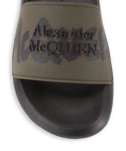 Alexander McQueen Graffiti Pool Slides Tundra Black -Alexander McQueen Elegant store unnamed file 3529