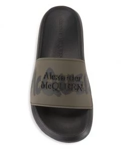 Alexander McQueen Graffiti Pool Slides Tundra Black -Alexander McQueen Elegant store unnamed file 3530