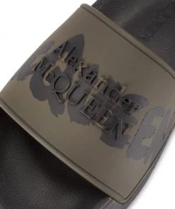 Alexander McQueen Graffiti Pool Slides Tundra Black -Alexander McQueen Elegant store unnamed file 3531