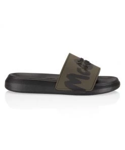 Alexander McQueen Graffiti Pool Slides Tundra Black -Alexander McQueen Elegant store unnamed file 3533