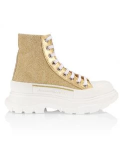 Alexander McQueen Glitter Treadslick High-Top Sneakers