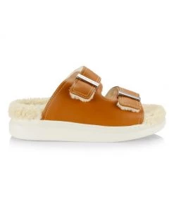 Alexander McQueen Hybrid Shearling-Lined Leather Sandals