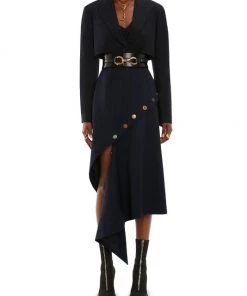 Alexander McQueen Button Fluted Midi Skirt