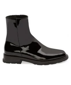 Alexander McQueen Patent Leather Tread Boots For Men