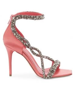 Alexander McQueen Crystal-Embellished Satin High-Heel Sandals Coral Crystal -Alexander McQueen Elegant store unnamed file 3592