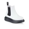 Alexander McQueen Little Girl's & Girl's Leather Lug Sole Boots For Kids White Black