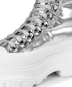 Alexander McQueen Puffer Tread Slick Metallic Leather Ankle Boots -Alexander McQueen Elegant store unnamed file 3609