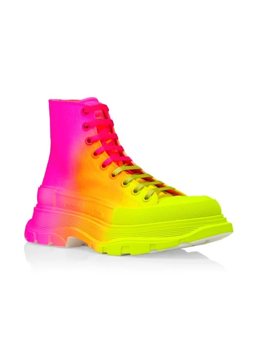 Alexander McQueen Ombré Treadslick High-Top Sneakers Yellow Orange Pink 2 Alexander McQueen Ombré Treadslick High-Top Sneakers Yellow Orange Pink - Image 2
