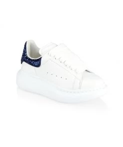 Alexander McQueen Little Kid's & Kid's Leather Glitter-Accented Oversize Sneakers For Kids